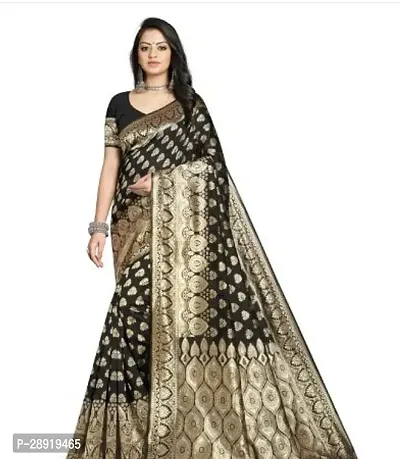 Stylish Black Art Silk Saree with Blouse piece For Women