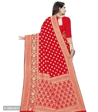 Stylish Red Art Silk Saree with Blouse piece For Women-thumb2