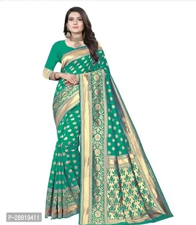 Stylish Green Art Silk Saree with Blouse piece For Women-thumb0