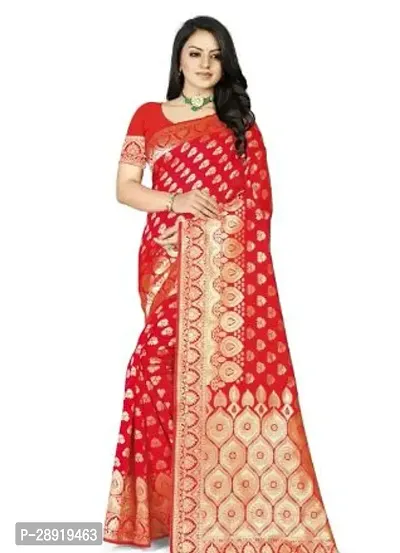 Stylish Red Art Silk Saree with Blouse piece For Women