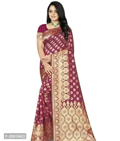 Stylish Maroon Art Silk Saree with Blouse piece For Women