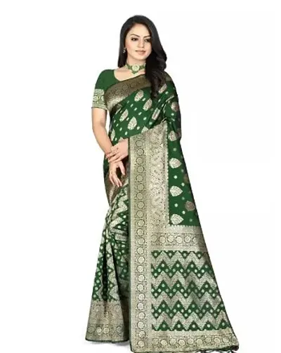 Stylish Silk Blend Jacquard Saree With Blouse Piece For Women