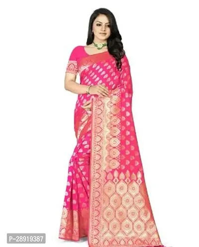 Stylish Pink Art Silk Saree with Blouse piece For Women