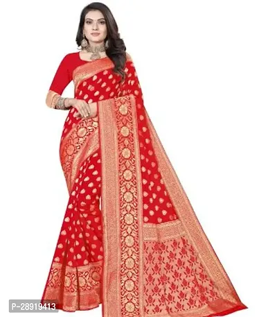 Stylish Red Art Silk Saree with Blouse piece For Women-thumb0