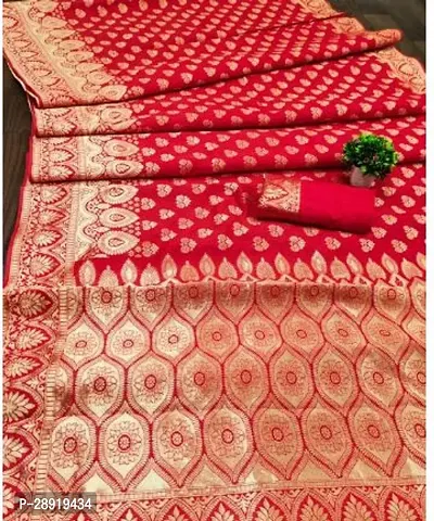 Stylish Red Art Silk Saree with Blouse piece For Women