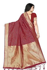 Stylish Maroon Silk Blend Saree with Blouse piece For Women-thumb3