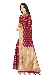 Stylish Maroon Silk Blend Saree with Blouse piece For Women-thumb4