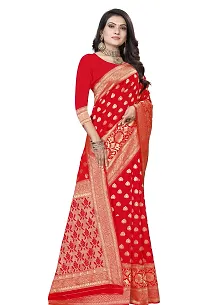 Stylish Red Art Silk Saree with Blouse piece For Women-thumb2