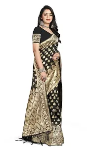 Stylish Black Art Silk Saree with Blouse piece For Women-thumb1