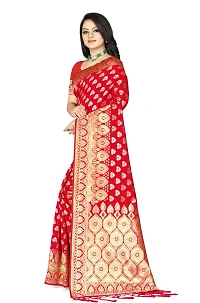 Stylish Red Art Silk Saree with Blouse piece For Women-thumb2