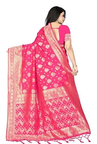 Stylish Pink Silk Blend Saree with Blouse piece For Women-thumb2