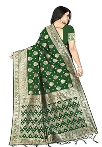 Stylish Green Silk Blend Saree with Blouse piece For Women-thumb1