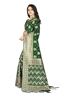 Stylish Green Silk Blend Saree with Blouse piece For Women-thumb2