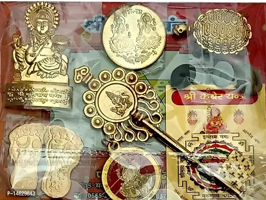 FLAIMYST Kuber Dhan Varsha Yantra with Shri Kuber Chalisa for Wealth and Prosperity (Gold)-thumb2