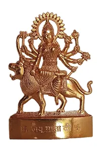 FLAIMYST Metal Goddess Durga MATA Murti for Home and Office Pooja Decorations and Car Dashboard and Gift Purpose-thumb2