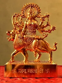 FLAIMYST Metal Goddess Durga MATA Murti for Home and Office Pooja Decorations and Car Dashboard and Gift Purpose-thumb1