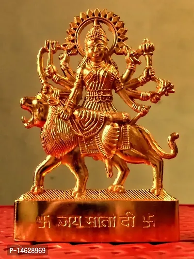 FLAIMYST Metal Goddess Durga MATA Murti for Home and Office Pooja Decorations and Car Dashboard and Gift Purpose-thumb2