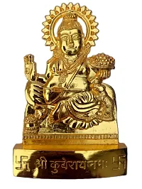 FLAIMYST Metal Gold Plated Lord Kuber Murti Statue Idol (Golden, Standard )-thumb2