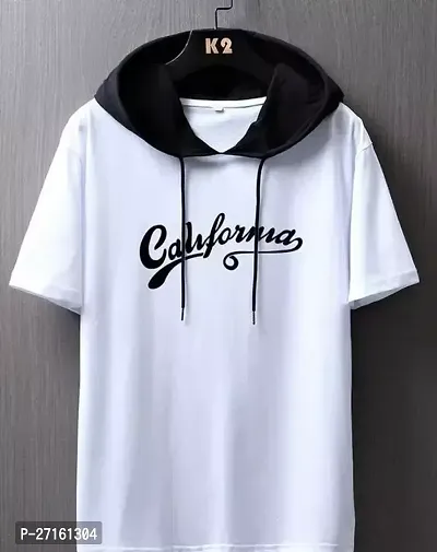 Trendy White Polyester Hooded Tees For Men-thumb0