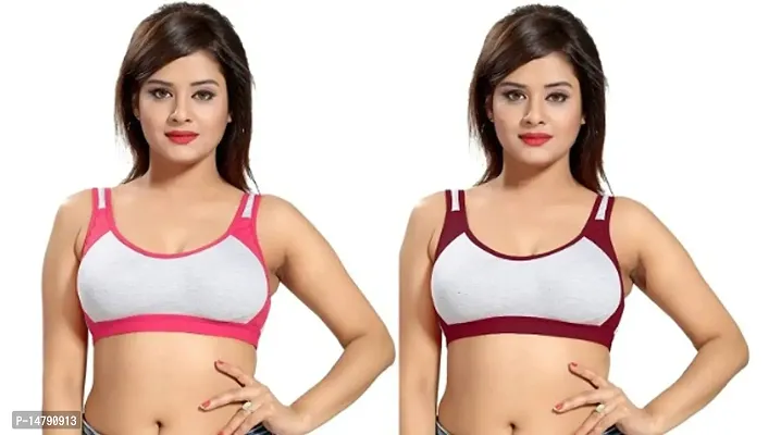 Buy Classic Cotton Solid Sports Bras for Women, Pack of 2 Online