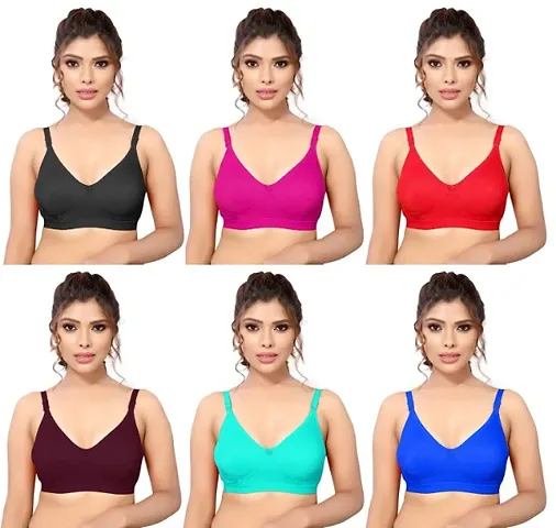 Pack Of 6 Solid Bra Combo For Women