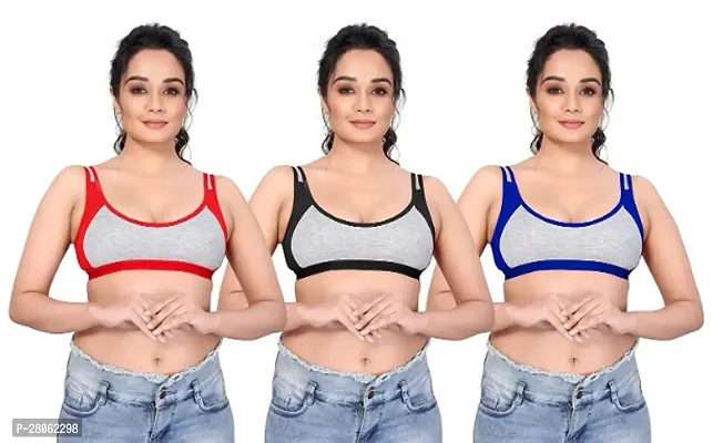 Womens Full Coverage Non-Padded Sports Bra PACK OF 3