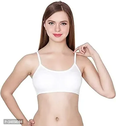 Stylish White Cotton Blend Solid Bra For Women-thumb0