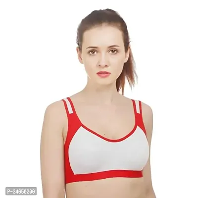 Stylish Red Cotton Blend Solid Bra For Women-thumb0