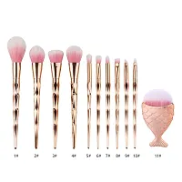 MISS DOLL BEAUTY 11 Pcs Rose Gold Makeup Brush Set Professional Unicorn Shiny Gold Diamond Makeup Brush Set Professional Foundation Powder Cream Blush Brush Kits-thumb3