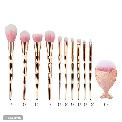 MISS DOLL BEAUTY 11 Pcs Rose Gold Makeup Brush Set Professional Unicorn Shiny Gold Diamond Makeup Brush Set Professional Foundation Powder Cream Blush Brush Kits-thumb4