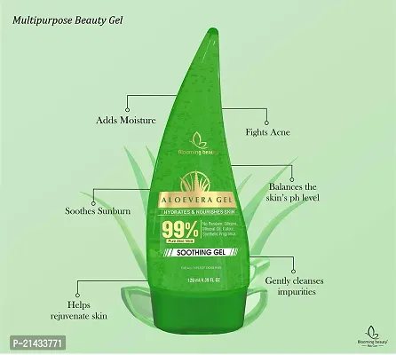 Blooming beauty Aloe Vera Moisturizer Gel for Face Skin Body Hair for Dark Circles Hydrating Skin  Brightening Hydrates  Soothes Skin -No Parabens Or SLS/SLES (Aloe Vera, 120ml Pack of 2)-thumb3