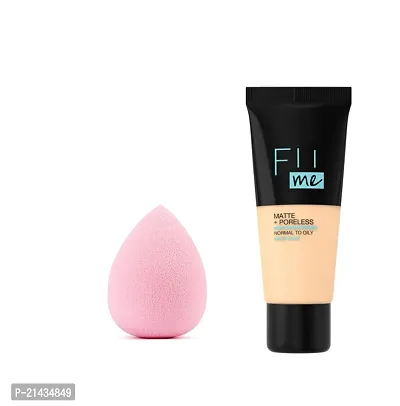 New MISS DOLL 2 in1 FIIME SKIN POWDER Pore-less Oil Control Compact Powder To Absorbs- All Day Matte Finish Face Makeup-Fit Skin Matte-Pore-less Liquid Tube Foundations,Blender Puff Set-4-thumb3