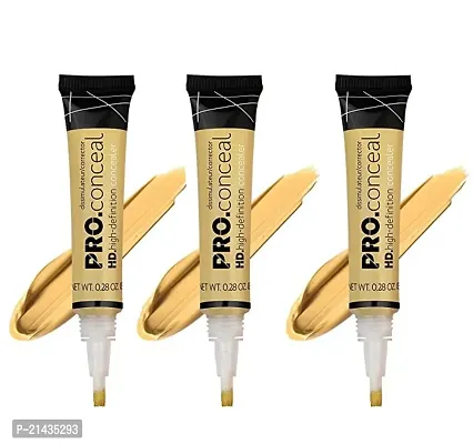 MISS DOLL HD Pro Concealer Skin Lightening Dark Spot Corrector,Concealer for Face Makeup, Fit me Pro Waterproof Natural Finish, Full Coverage Natural Finish Corrector Beauty (Pack of 3 (Yellow))