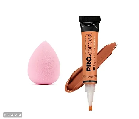 MISS DOLL BEAUTY Pro Conceal Hd Concealer, (Orange 1) Corrector) (8GRM)  Beauty puff (2 Items in the set)