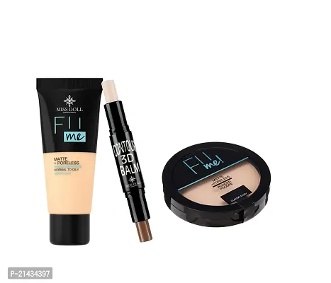 MISS DOLL Fit ME POWDER Pore-less Oil Control Compact Powder- All Day Finish Face -Fit Me Highlighter Blender (Multi-item-01)-thumb0