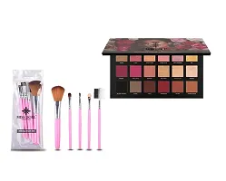 MISS DOLL BEAUTY Rose Gold Remastered Eyeshadow Palette - 18 Color Eye Shadow Palette with Mirror - include Matte and Shimmer, Natural Velvet Texture Long Lasting Makeup set with 5pcs Makeup Brush (Nude+Rose Gold+Brush Set)-thumb1