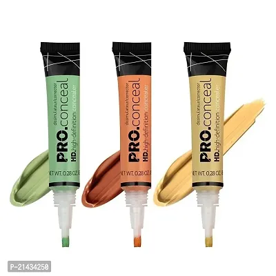 MISSDOLL BEAUTY Girl All New Professional Hd Pro Concealer Corrector Makeup Conceal Hd Pro La Concealer Pack Of 3(Orange, Green, Yellow) 8g Each Concealer (Multicolor, 24 G) Concealer