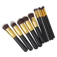 TRS Fiber Bristle Makeup Brushes- Black and Golden Foundation Eyeshadow Eyebrow Eyeliner Blush Powder Concealer black brush Paack of 10-thumb4