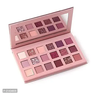 MISSDOLL BEAUTY Professional 18 Color Pigmented Eyeshadow Makeup Palette Glitter Velvet Texture Blendable Long Lasting Eye Shadow Pallets (New Nude Edition) Matte  Shimmery Finish