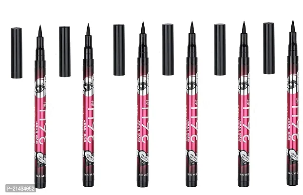 MISS DOLL Sketch Eyeliner 36H Hours Stay Waterproof  Long Lasting H Black Waterproof Liquid Eyeliner Make Up Beauty Comestics Long-lasting Eye Liner Pencil Makeup Tools for eyeshadow Pack of 6 (100% Black) .