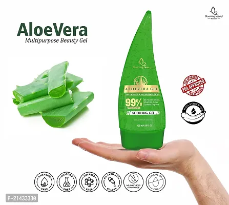 Blooming beauty Natural Aloe Vera Gel for Face Skin Body Hair Multipurpose Moisturizer for Acne, Scars, Aleovera Gel for Pimples Wrinkles Acne Patches Dark Circles (120ml Pack of 1)-thumb3