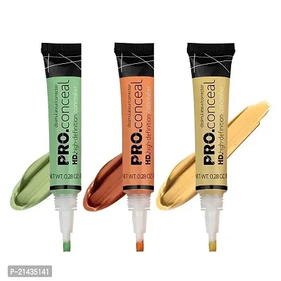 BEAUTY Girl All New Professional Hd Pro Concealer Corrector Makeup Conceal Hd Pro La Concealer Pack Of 3(Orange, Green, Yellow) 8g Each Concealer (Multicolor, 24 G) Concealer-thumb0