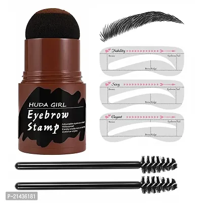 MISSDOLL BEAUTY Eyebrow Stamp Stencil Kit, One Step Brow Stamp Makeup Powder, Reusable Eyebrow Stencils Shape Thicker and Fuller Brows, Waterproof Long Lasting (BLACK)