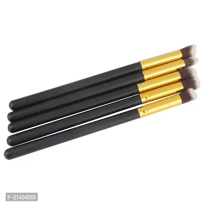 TRS Fiber Bristle Makeup Brushes- Black and Golden Foundation Eyeshadow Eyebrow Eyeliner Blush Powder Concealer black brush Paack of 10-thumb3