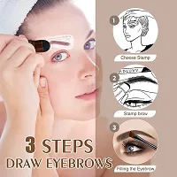 MISSDOLL Professional Beauty Eyebrow Color Stamper with Stencils and 2 Pcs Eye Brushes (Brown) (BROWN)-thumb2