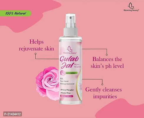 Blooming beauty Rose Petals Pure  Natural Rose Water | Gulab Jal ? Spray Rose Water For Face | Rose Water for women ; Alcohol  chemical Free (Paraben  Sulfate Free) -120ml Pack Of 2-thumb2