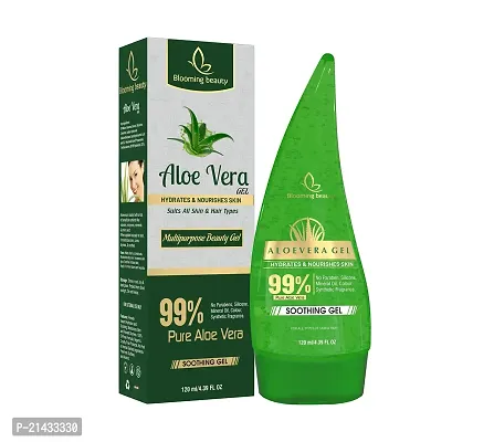 Blooming beauty Natural Aloe Vera Gel for Face Skin Body Hair Multipurpose Moisturizer for Acne, Scars, Aleovera Gel for Pimples Wrinkles Acne Patches Dark Circles (120ml Pack of 1)