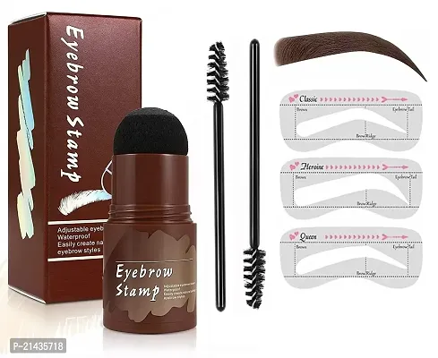 MISSDOLL Professional Beauty Eyebrow Color Stamper with Stencils and 2 Pcs Eye Brushes (Brown) (BROWN)