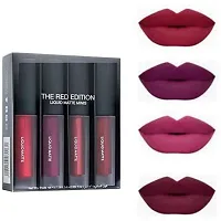 MISSDOLL Combo Of 4 Shade Mini Red Edition Liquid Lipstick Waterproof Glitter Eyeliner, 3 In 1 Eyeliner, Mascara  Black Kajal-thumb2