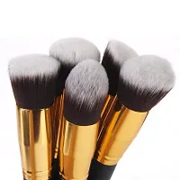 TRS Fiber Bristle Makeup Brushes- Black and Golden Foundation Eyeshadow Eyebrow Eyeliner Blush Powder Concealer black brush Paack of 10-thumb3